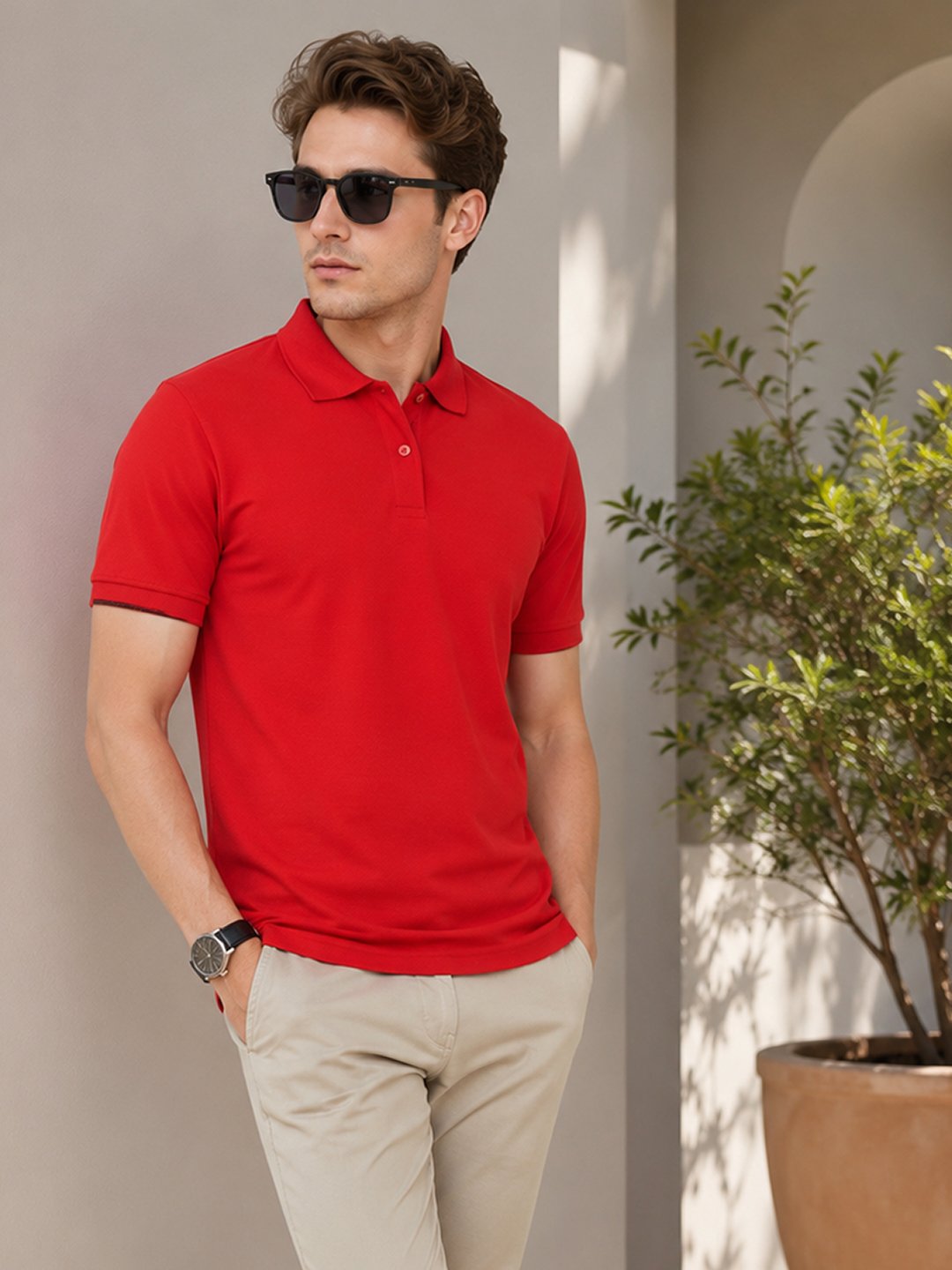 Smart fit polo T-shirt delivering premium comfort with classic detailing for versatile everyday fashion.