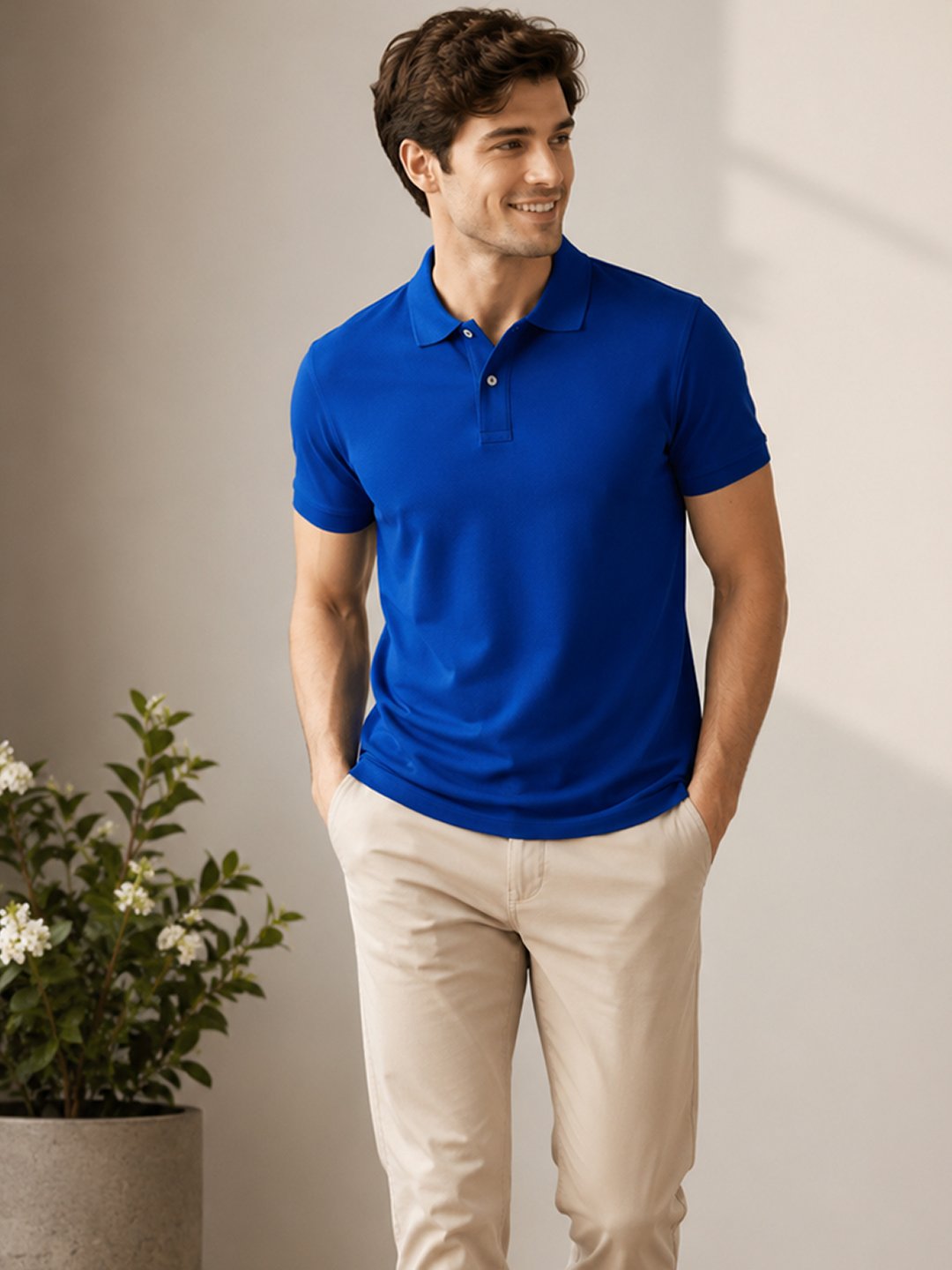 Smart fit polo T-shirt delivering premium comfort with classic detailing for versatile everyday fashion.