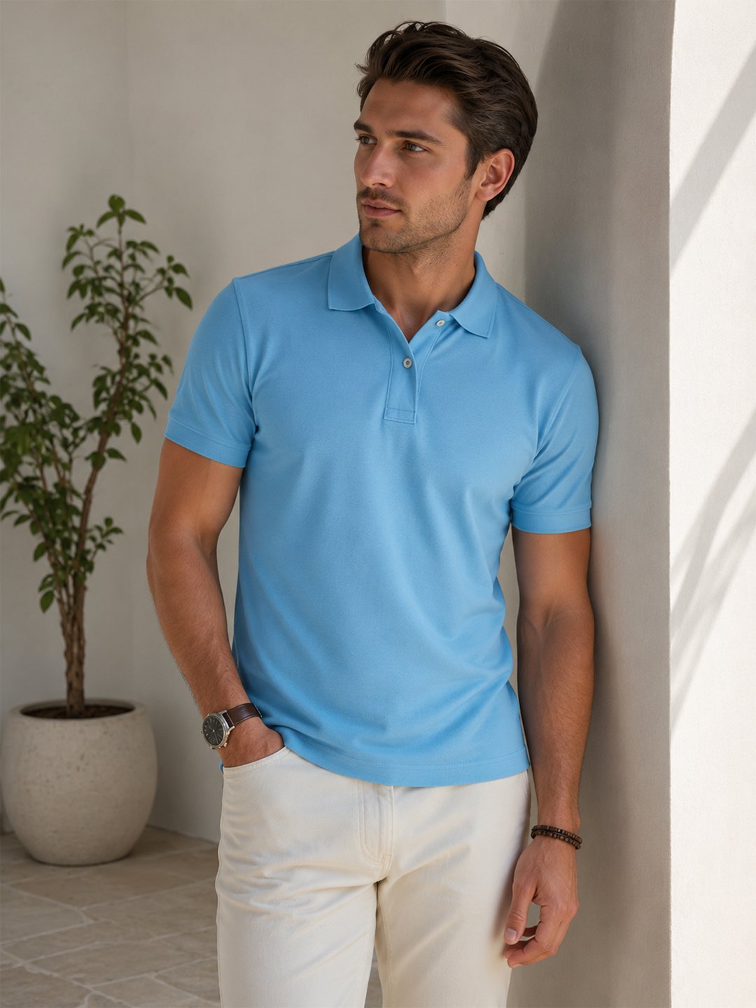 Smart fit polo T-shirt delivering premium comfort with classic detailing for versatile everyday fashion.