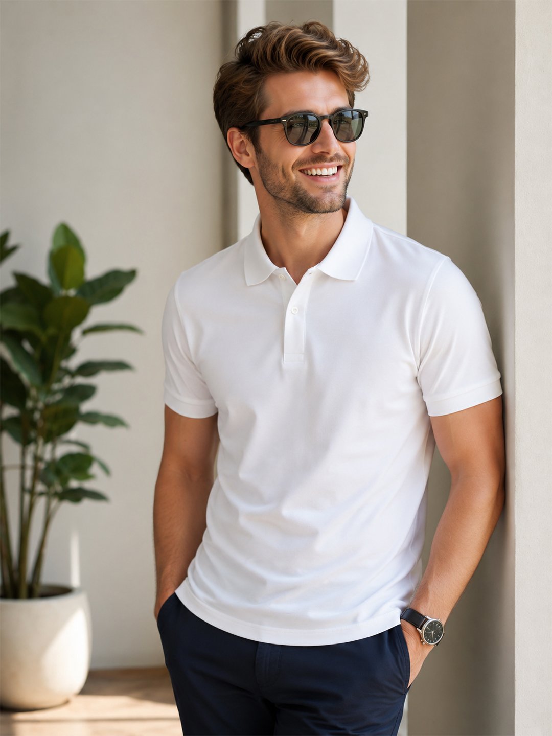 Smart fit polo T-shirt delivering premium comfort with classic detailing for versatile everyday fashion.