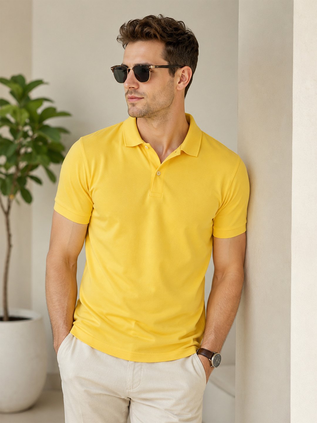 Smart fit polo T-shirt delivering premium comfort with classic detailing for versatile everyday fashion.