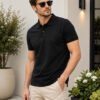 Stylish men's polo crafted with premium knit fabric and elegant contrast trim detailing.