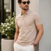 Stylish men's polo crafted with premium knit fabric and elegant contrast trim detailing.