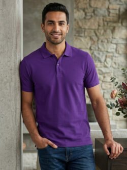 Stylish men's polo crafted with premium knit fabric and elegant contrast trim detailing.