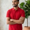 Stylish men's polo crafted with premium knit fabric and elegant contrast trim detailing.