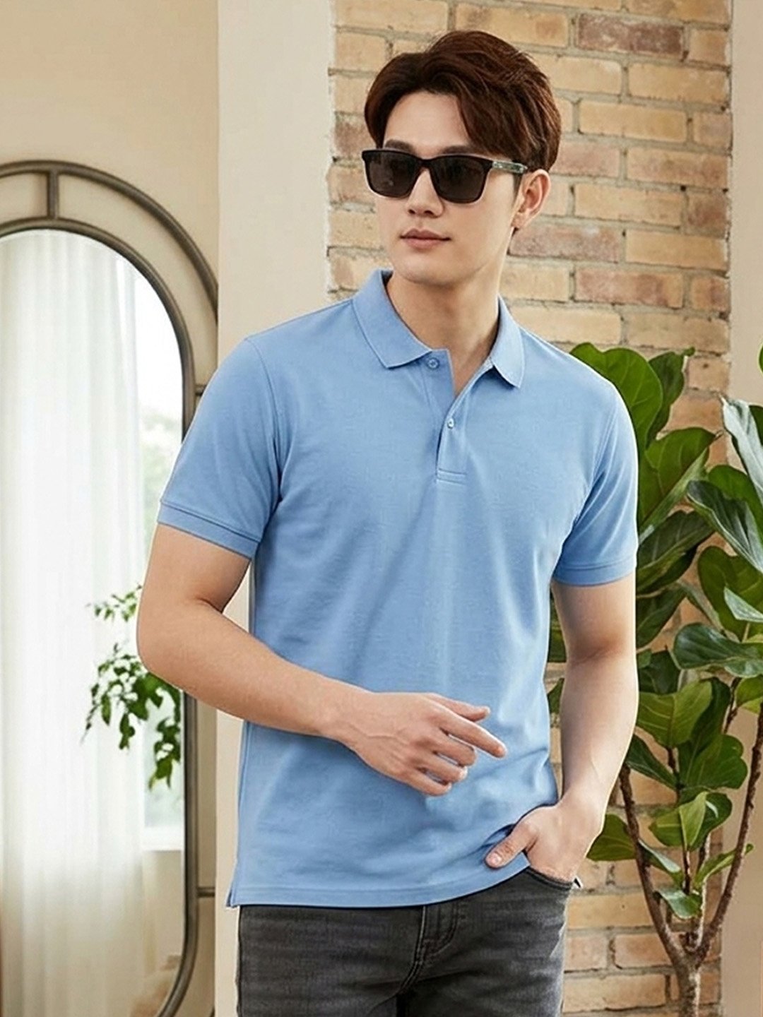 Stylish men's polo crafted with premium knit fabric and elegant contrast trim detailing.