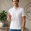 Stylish men's polo crafted with premium knit fabric and elegant contrast trim detailing.