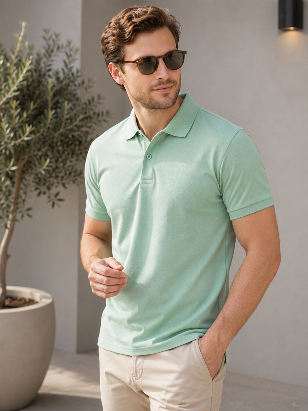 Premium knit polo T-shirt featuring sophisticated collar design and durable everyday wear performance.