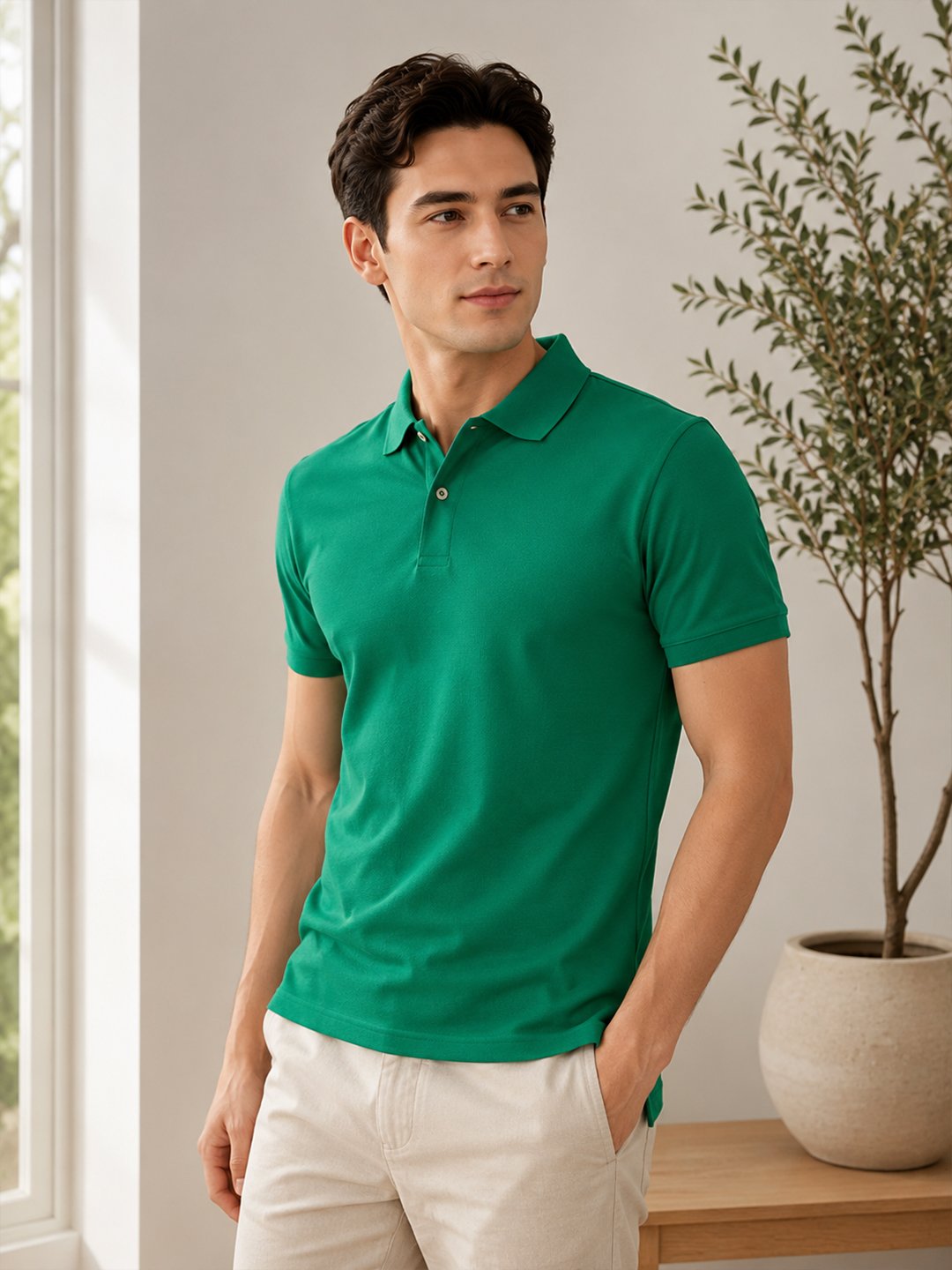 Premium knit polo T-shirt featuring sophisticated collar design and durable everyday wear performance.