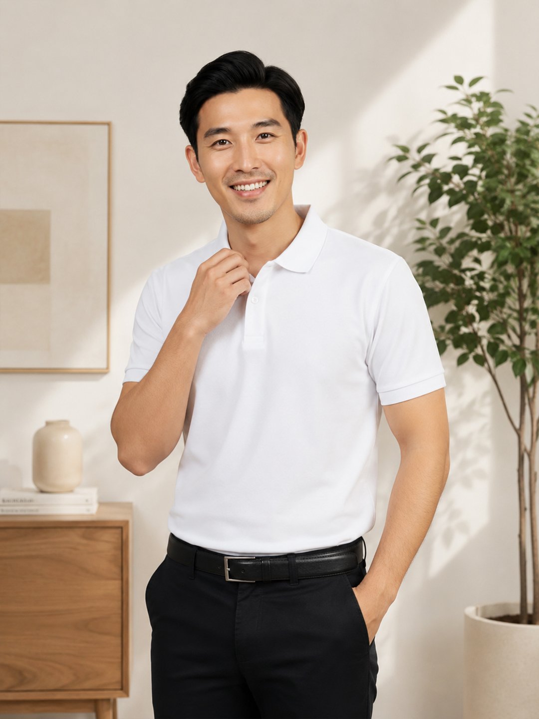 Premium knit polo T-shirt featuring sophisticated collar design and durable everyday wear performance.