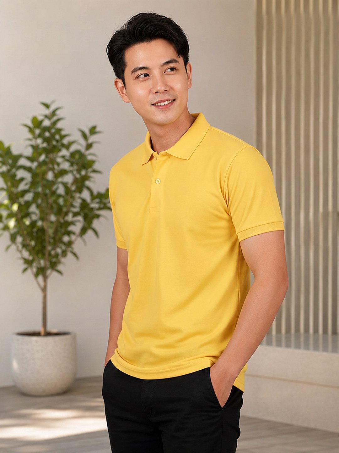 Premium knit polo T-shirt featuring sophisticated collar design and durable everyday wear performance.