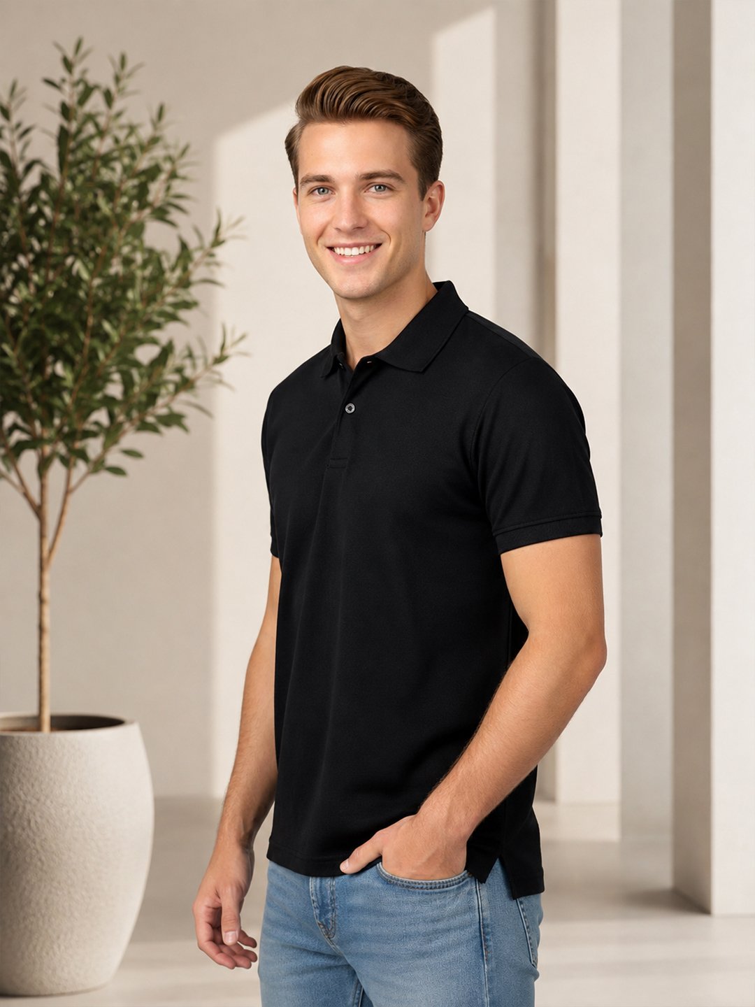Men's polo T-shirt crafted with durable stitching and premium fabric for long-lasting casual wear.