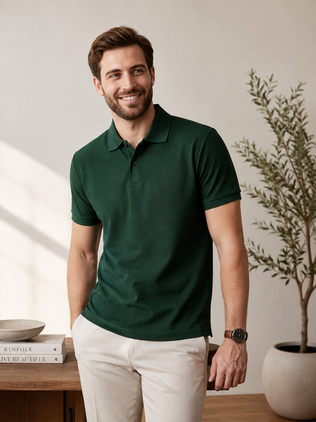 Men's polo T-shirt crafted with durable stitching and premium fabric for long-lasting casual wear.