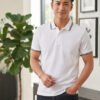 Premium men's polo T-shirt featuring classic collar design with refined contrast tipping for everyday elegance.
