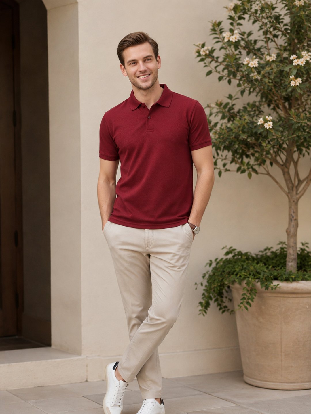 Men's polo T-shirt crafted with durable stitching and premium fabric for long-lasting casual wear.