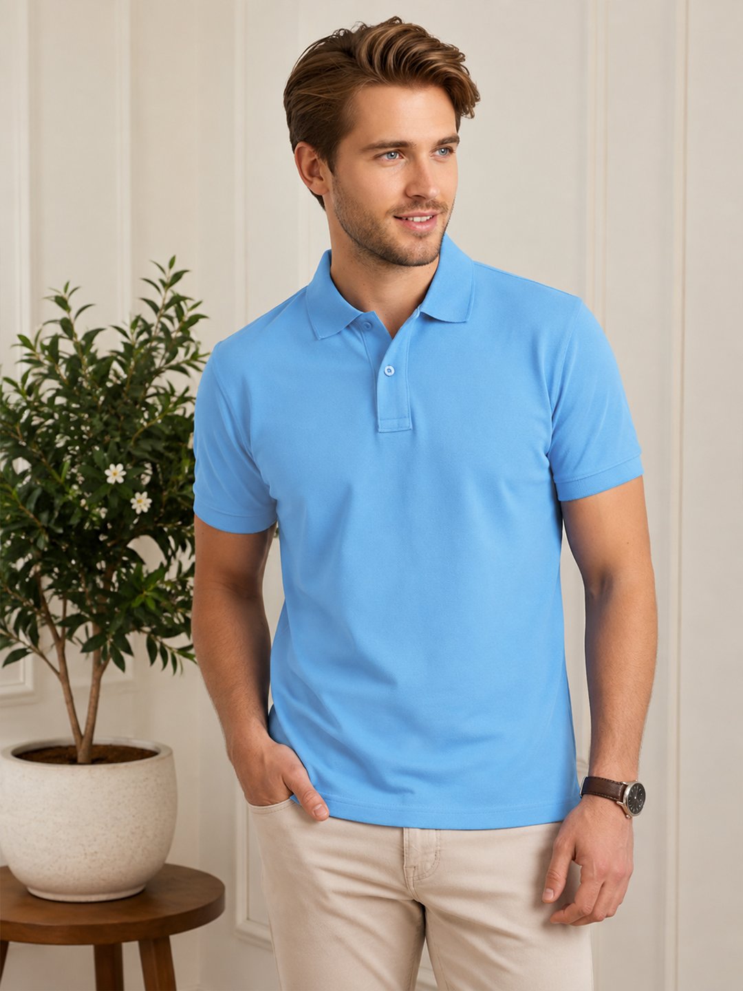 Men's polo T-shirt crafted with durable stitching and premium fabric for long-lasting casual wear.