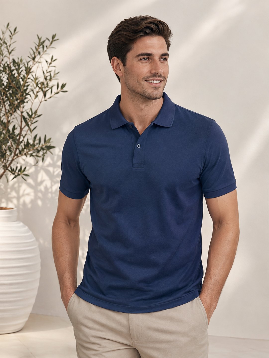 Smart fit polo T-shirt delivering premium comfort with classic detailing for versatile everyday fashion.