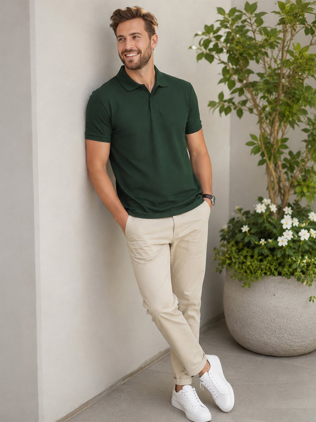 Smart fit polo T-shirt delivering premium comfort with classic detailing for versatile everyday fashion.