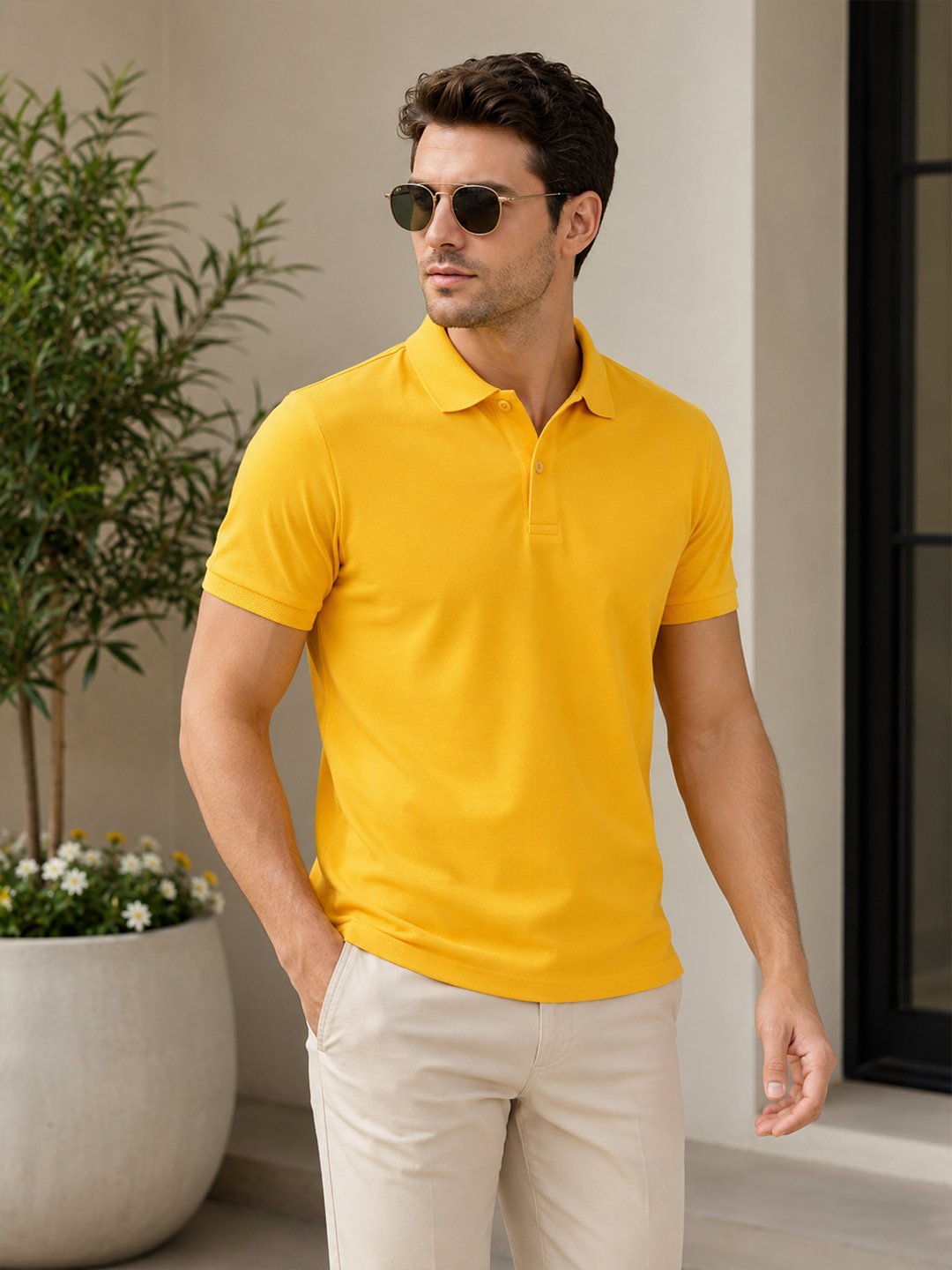 Smart fit polo T-shirt delivering premium comfort with classic detailing for versatile everyday fashion.