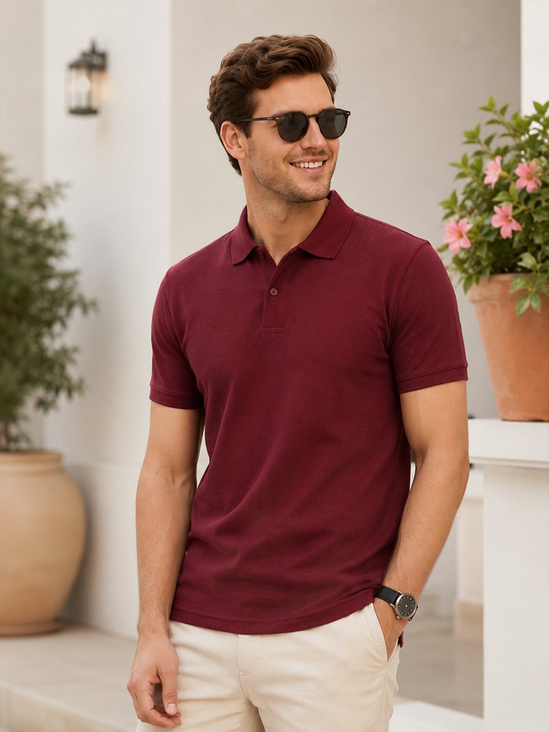 Smart fit polo T-shirt delivering premium comfort with classic detailing for versatile everyday fashion.