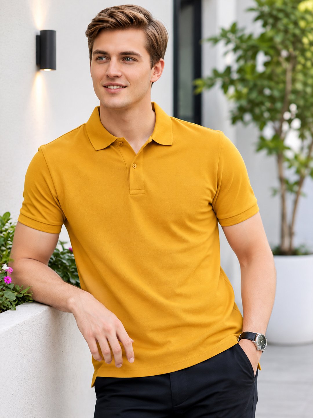 Smart fit polo T-shirt delivering premium comfort with classic detailing for versatile everyday fashion.