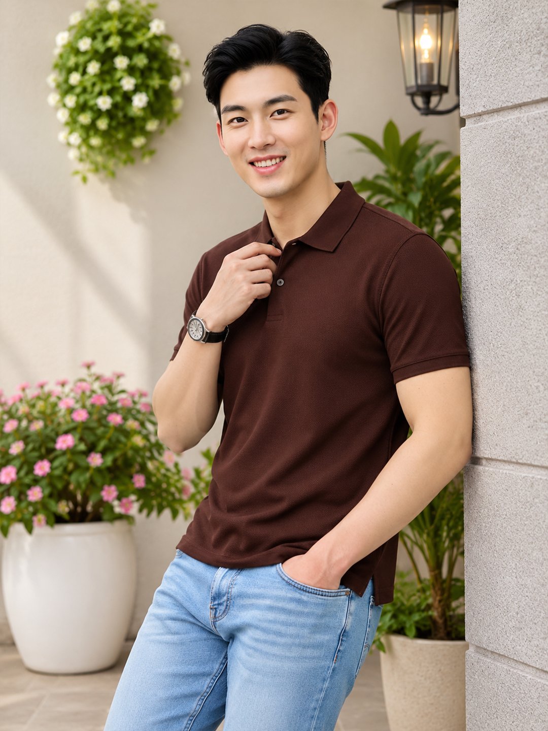 Smart fit polo T-shirt delivering premium comfort with classic detailing for versatile everyday fashion.