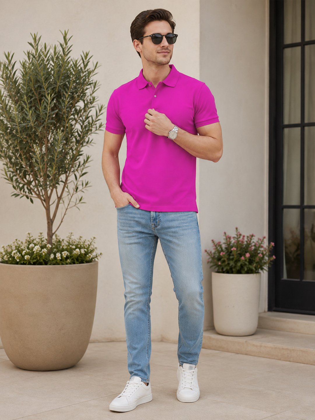 Smart fit polo T-shirt delivering premium comfort with classic detailing for versatile everyday fashion.