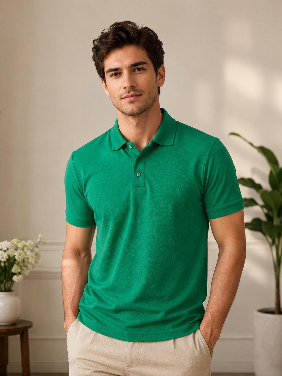 Smart fit polo T-shirt delivering premium comfort with classic detailing for versatile everyday fashion.