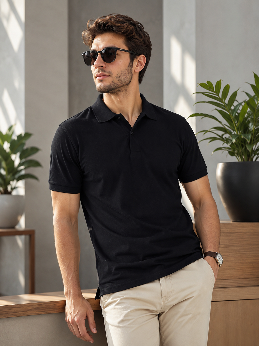Premium casual polo T-shirt featuring clean lines and comfortable fit for effortless everyday style.