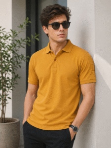 Premium casual polo T-shirt featuring clean lines and comfortable fit for effortless everyday style.