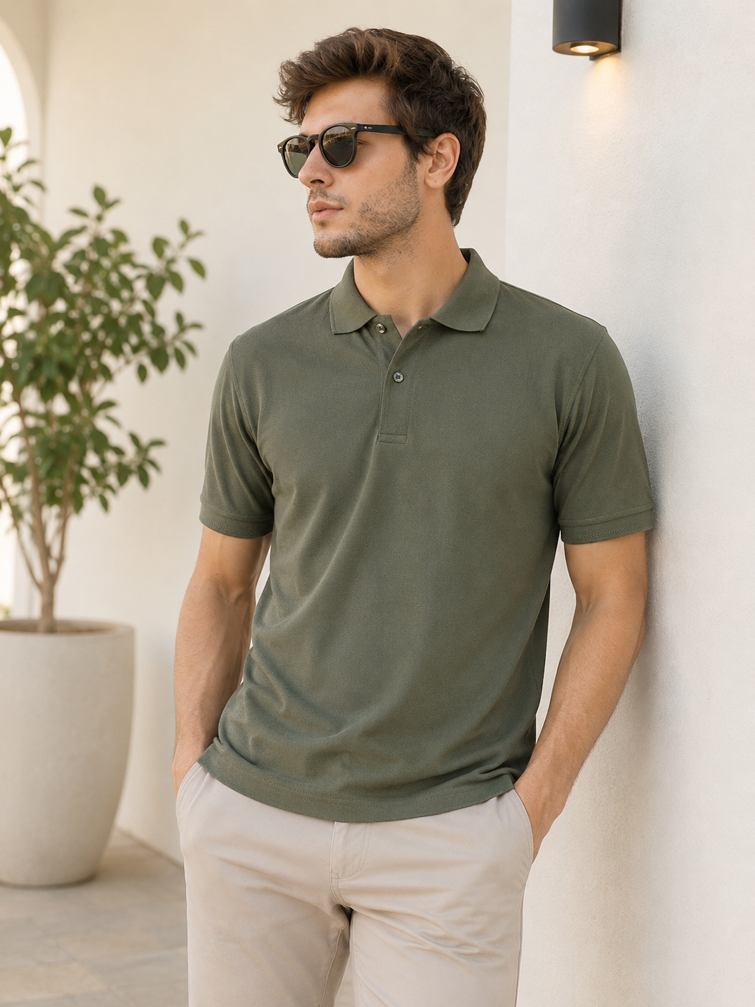 Premium casual polo T-shirt featuring clean lines and comfortable fit for effortless everyday style.