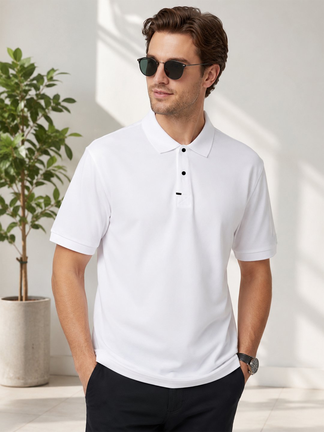 Carlton London Horizan Salt Air Men's polo T-shirt offering breathable comfort, durable stitching, and a polished everyday casual appearance.