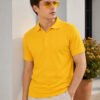 GOLDEN YELLOW.jpg DFNK Air Dry men's white polo T-shirt with breathable fabric and classic collar for everyday wear
