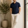 NAVY BLUE.jpg DFNK Air Dry men's white polo T-shirt with breathable fabric and classic collar for everyday wear