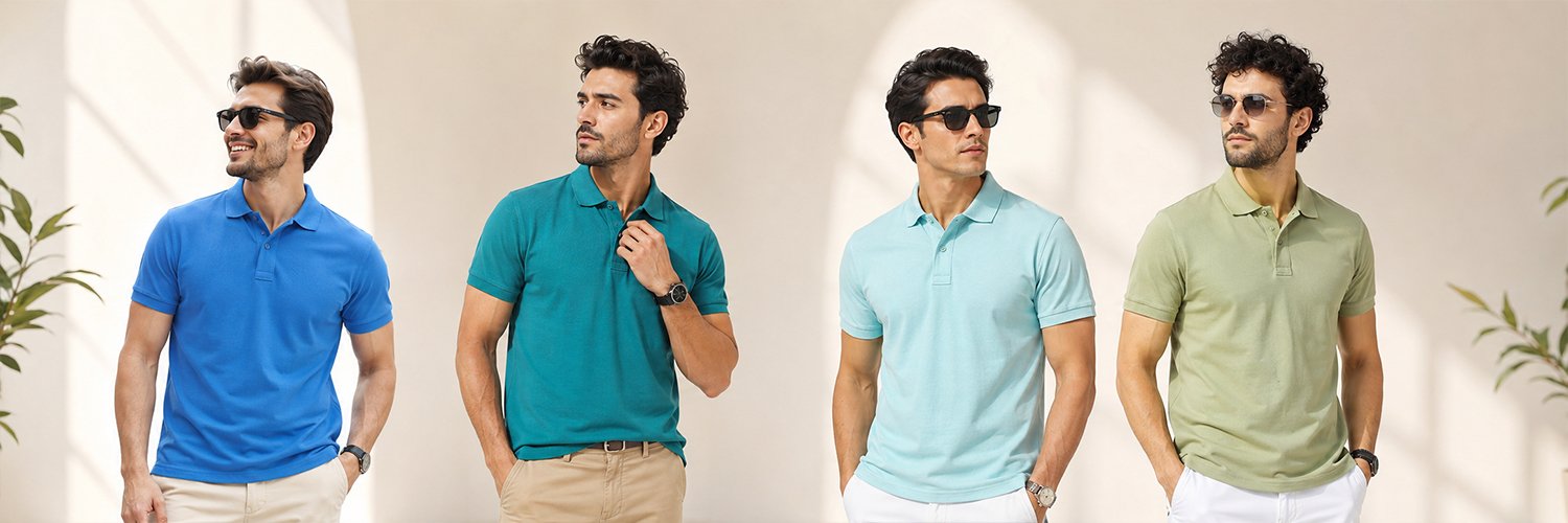 DFNK men's premium polo T-shirt collection in blue, teal, sky blue and olive green for everyday casual wear