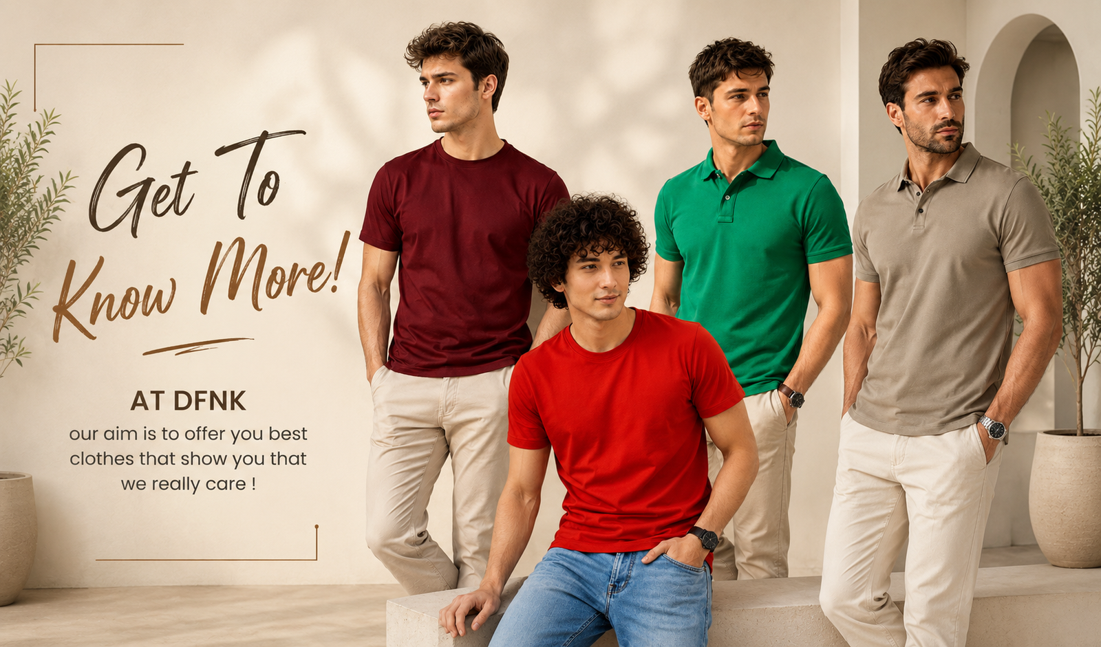 DFNK premium men's clothing brand featuring stylish polo shirts and round neck T-shirts for modern everyday fashion.