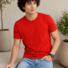 dfnk liverpool red colour DFNK men's red round neck cotton t-shirt with a modern casual fit and everyday comfort