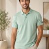 horizan Seafoam Whisper.jpg DFNK men's Seafoam Whisper mint green polo t-shirt crafted from premium cotton for everyday comfort.