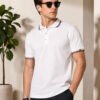 Premium men's polo T-shirt featuring contrast tipping with a comfortable regular fit for everyday wear.