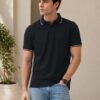 Premium men's polo T-shirt featuring contrast tipping with a comfortable regular fit for everyday wear.