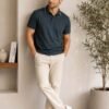 Premium men's polo T-shirt featuring contrast tipping with a comfortable regular fit for everyday wear.
