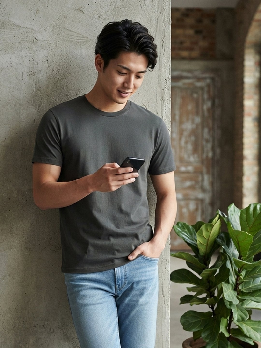 Men's regular fit casual t-shirt with round neckline, short sleeves and comfortable construction for versatile everyday outfits.
