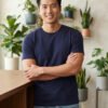 Men's regular fit casual t-shirt with round neckline, short sleeves and comfortable construction for versatile everyday outfits.