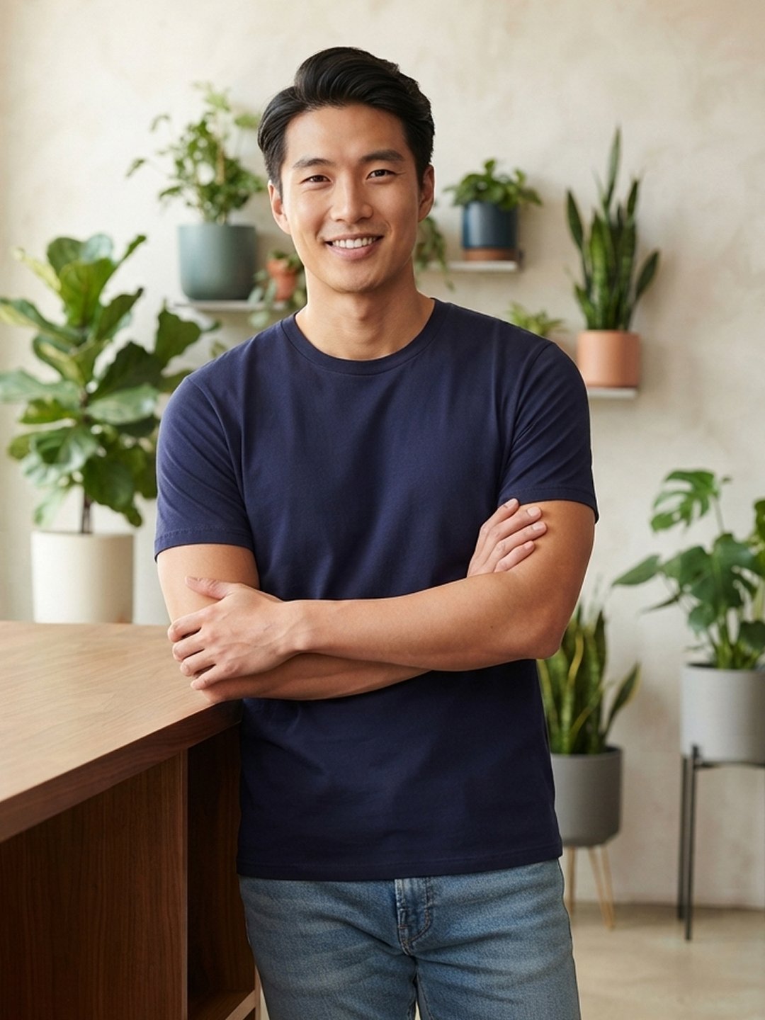 Men's regular fit casual t-shirt with round neckline, short sleeves and comfortable construction for versatile everyday outfits.