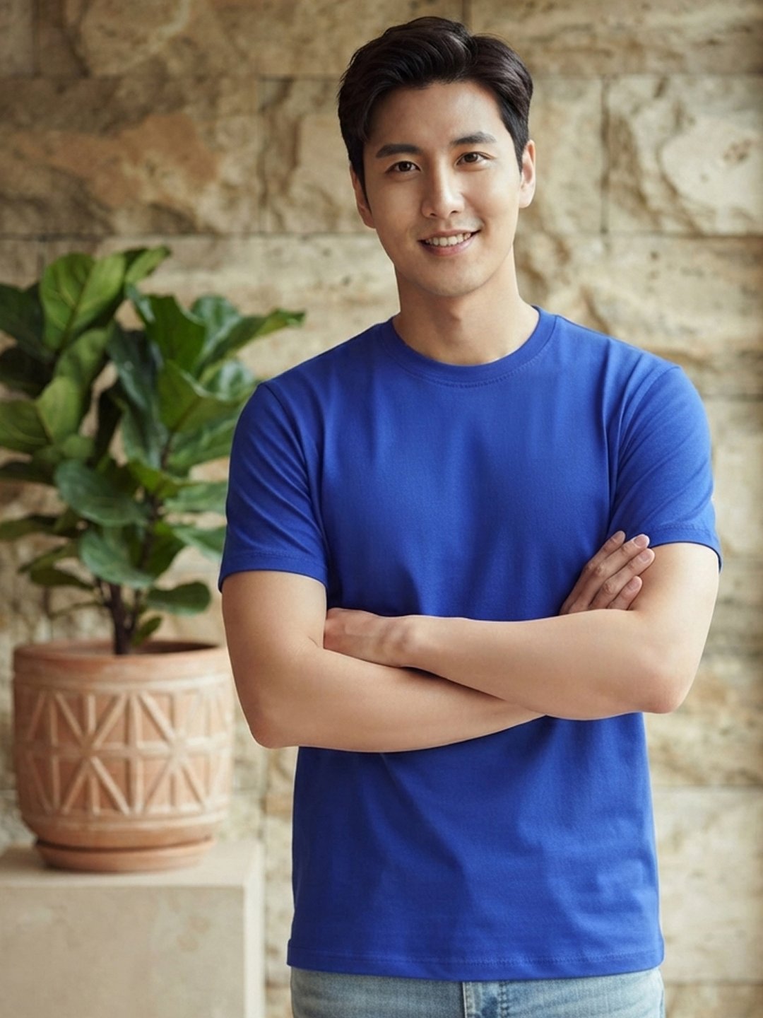 Men's regular fit casual t-shirt with round neckline, short sleeves and comfortable construction for versatile everyday outfits.