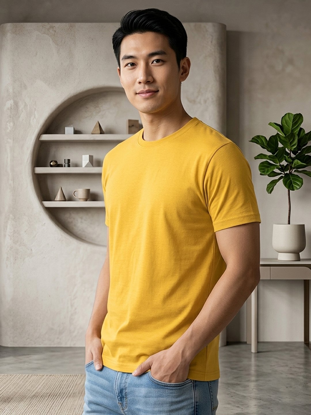 Men's regular fit t-shirt with classic round neck, short sleeves and comfortable design suitable for everyday casual outfits.