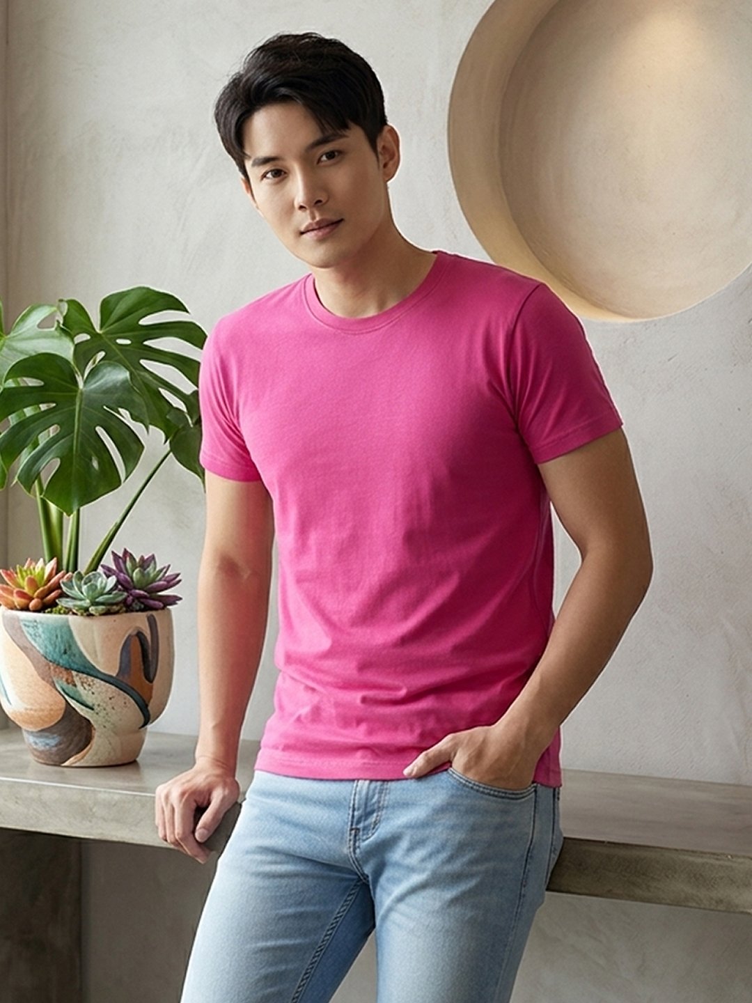 Men's regular fit t-shirt with classic round neck, short sleeves and comfortable design suitable for everyday casual outfits.