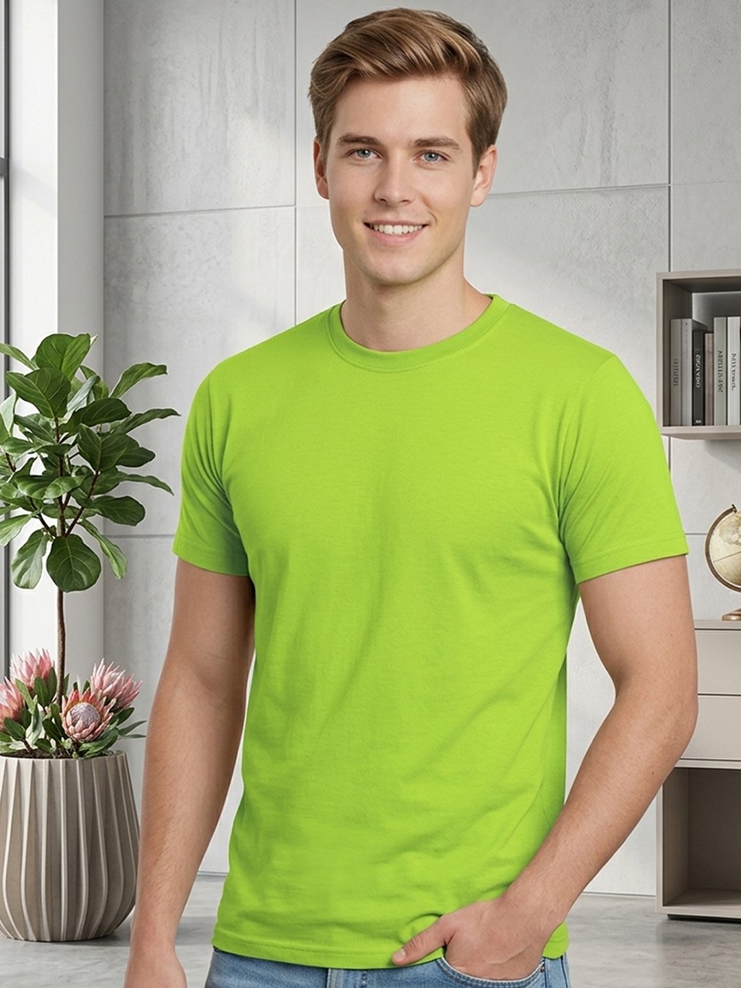 Men's regular fit t-shirt with classic round neck, short sleeves and comfortable design suitable for everyday casual outfits.