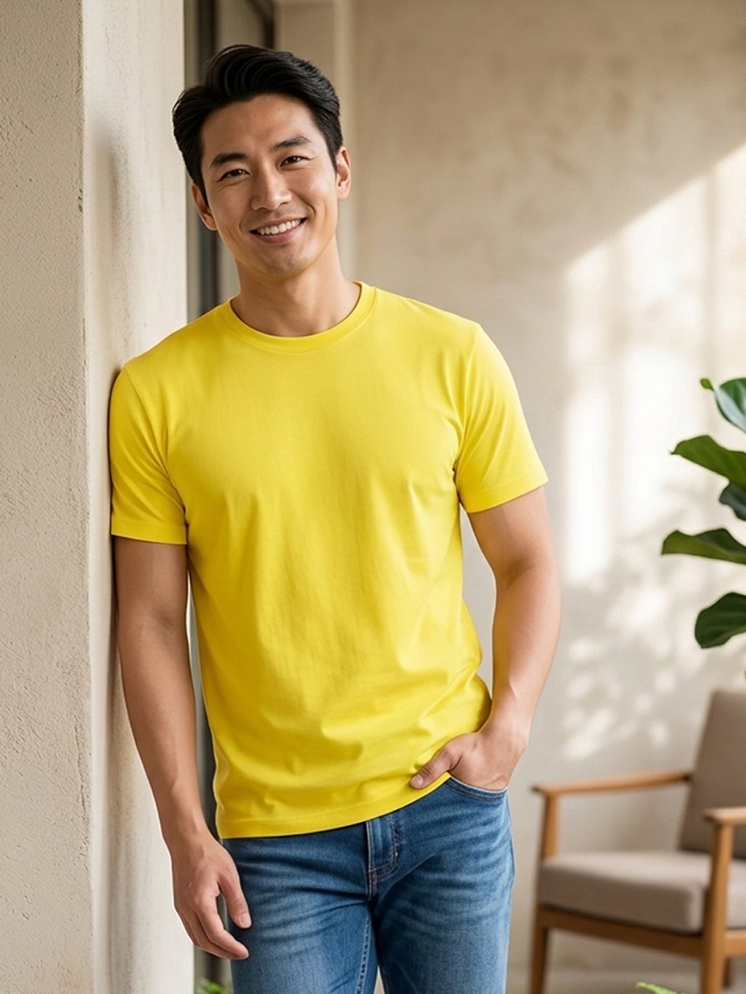 Men's regular fit t-shirt with classic round neck, short sleeves and comfortable design suitable for everyday casual outfits.