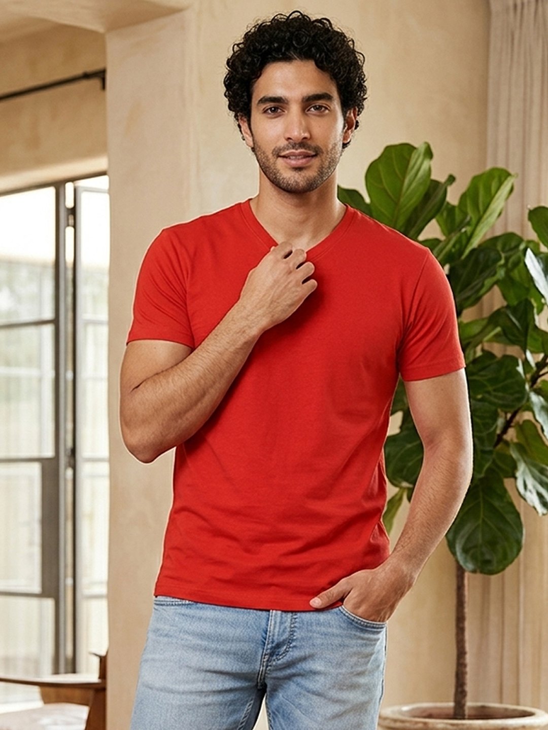 Men's regular fit t-shirt with classic round neck, short sleeves and comfortable design suitable for everyday casual outfits.
